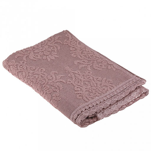 Полотенце махровое "Династия" 70х140см, хлопок 100%, ажурный кант, пыльная роза (Китай)