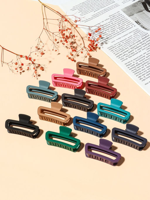 Цена за 12 шт. Крабик для волос «Матовый», прямой округление, 7.5 см, МИКС