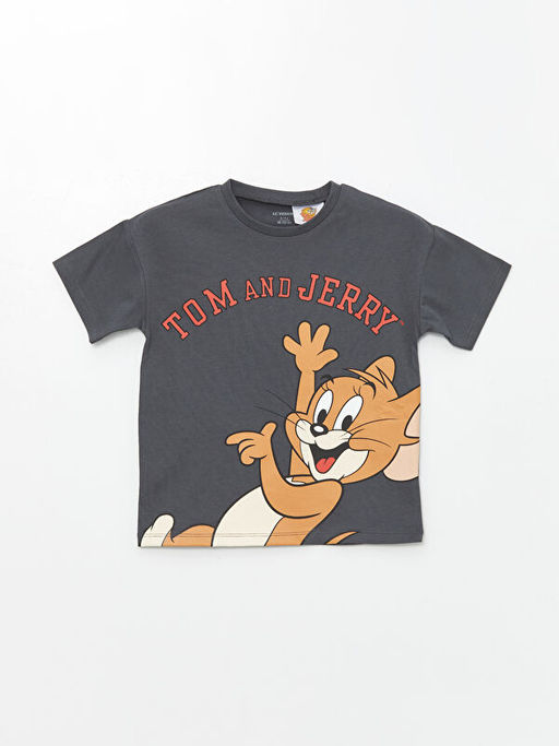 Bisiklet Yaka Tom ve Jerry Bask?l? Erkek ?ocuk Ti??rt