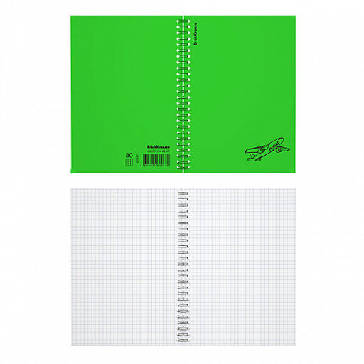 Цена за 4 шт. Тетрадь общая с пластиковой обложкой на спирали ErichKrause Motion, зеленый, A5, 80 листов, клетка фото 2
