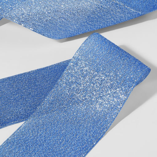 Лента парчовая, 50 мм, 23 1 м, цвет синий №037 - Арт узор фото 4