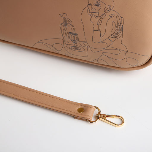 Сумка женская кросс-боди TEXTURA на молнии, 22×8×17 см, с принтом, бежевая