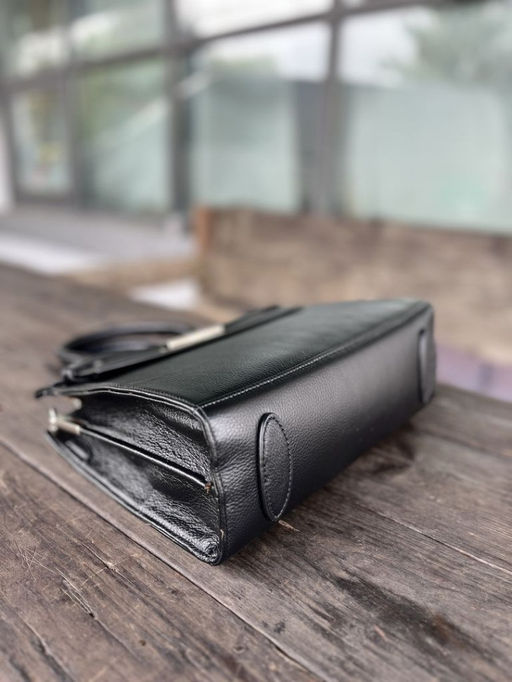 Женская кожаная каркасная сумка с ручками 1882-С Блек