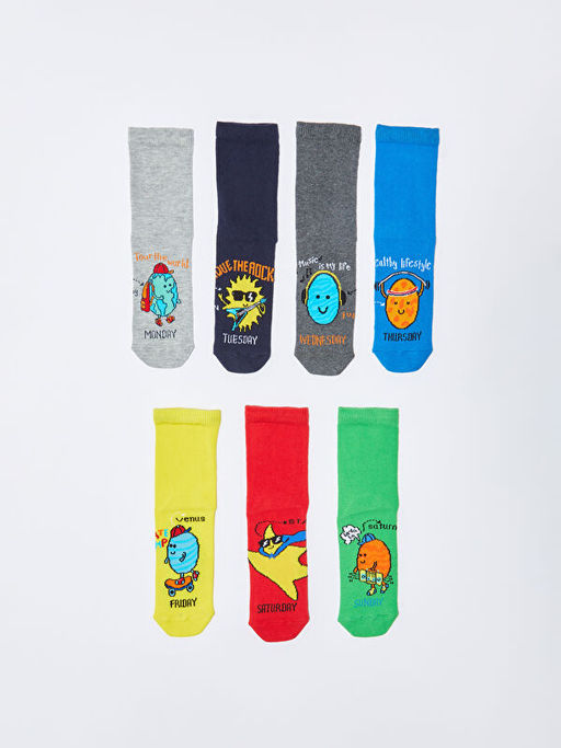 Desenli Erkek ?ocuk Soket ?orap 7li - Waikiki фото 2