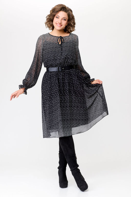 Платье Swallow 683 чёрный в белый горошек градиент фото 3