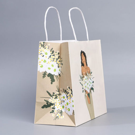 Пакет подарочный крафтовый, упаковка, 8 марта, 22?25?12 см