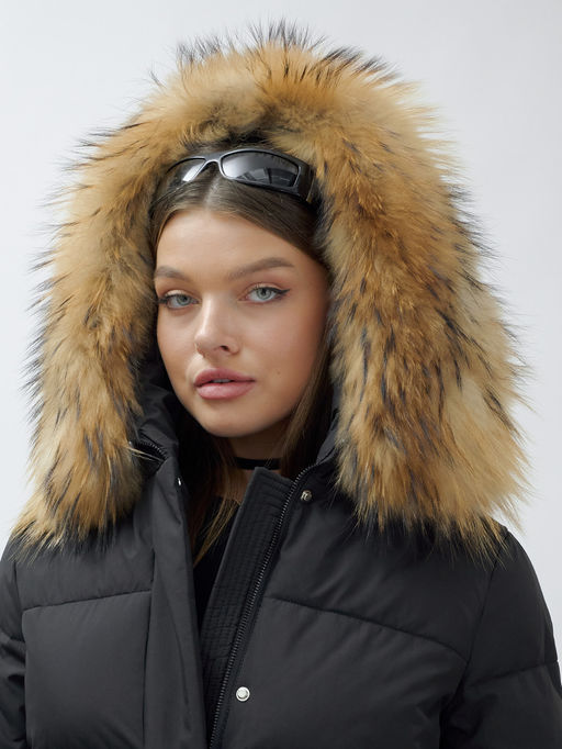 Куртка Бренд Visdeer ПРЕМИУМ КЛАССА зимняя с мехом ЕНОТА, черного цвета - Mtforce фото 8