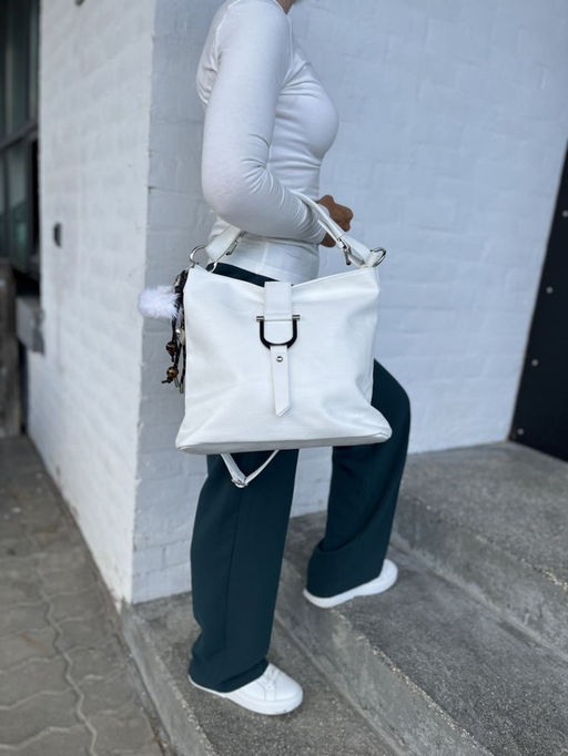 Женская сумка хобо из эко кожи 007 Белый - Cidirro фото 8