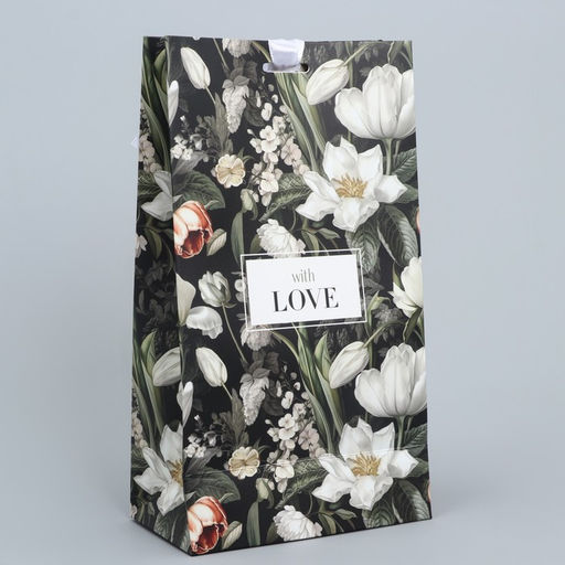 Цена за 2 шт. Пакет подарочный с лентой, упаковка, «Люблю тебя очень», 13 х 23 х 7 см