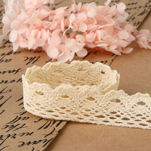 Кружево вязаное, 25 мм × 15 ± 1 м, цвет бежевый