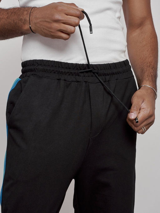 Широкие спортивные штаны трикотажные мужские черного цвета 12903Ch - Mtforce фото 4