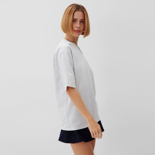 Футболка оверсайз с нашивкой женская MINAKU: One Most Brand, серая меланж, размер 42