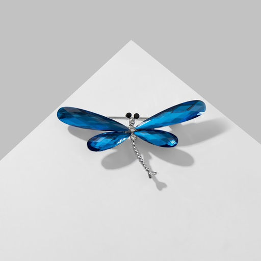 Брошь Стрекоза, граненые крылья, цвет синий в серебре - Queen fair фото 3