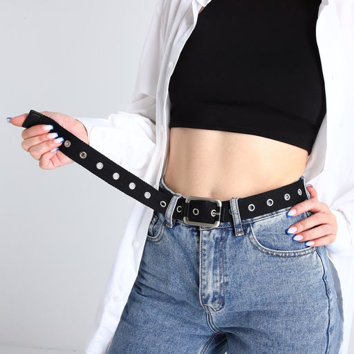 Ремень женский, ширина 3,2 см, люверсы, пряжка металл, винт, цвет чёрный - Simaland фото 3