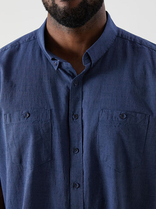 B?y?k Beden Regular Fit K?sa Kollu Erkek G?mlek