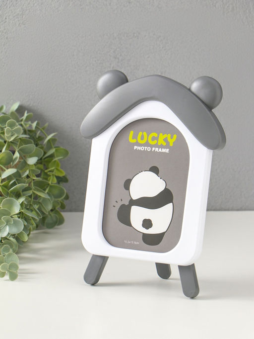 Фоторамка для фото 10×15 см «Домик с ушками мишки», пластик, бело-серый, 2×16.7×23.5 см