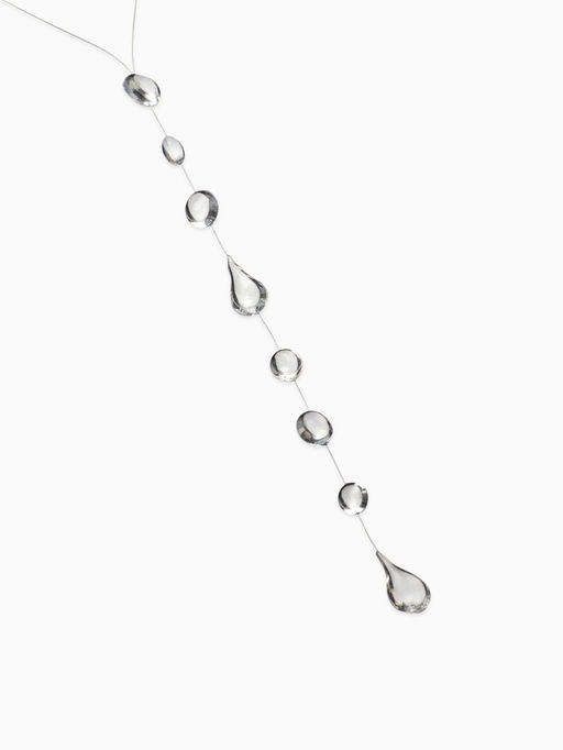Кулон на леске «Капли росы», белый в серебре