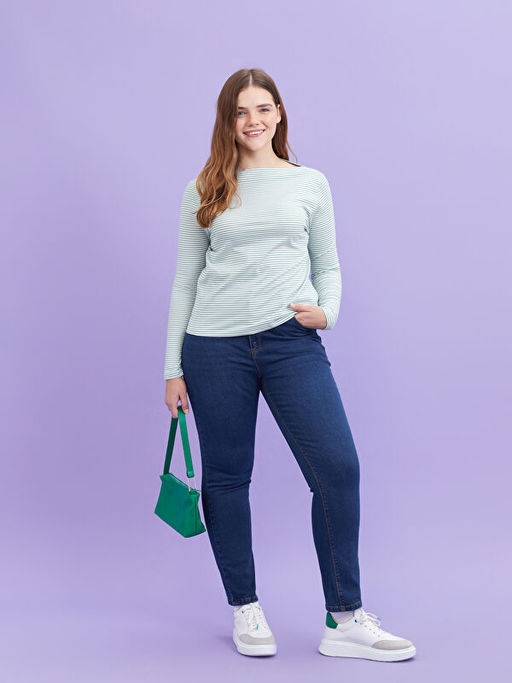 Slim Fit D?z Cep Detayl? Kad?n Jean Pantolon