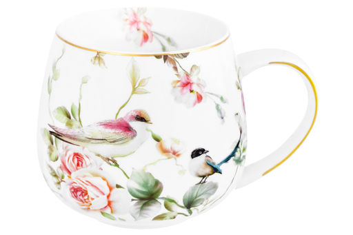 Кружка 400 мл 12,5*9,5*8,5 см Певчие птички бочонок, NEW BONE CHINA
