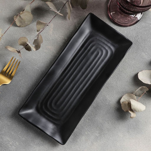 Блюдо для подачи «Чёрный Восток», 26×11.3×1.5 см, пластик, чёрное