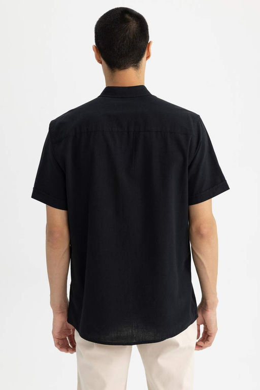 Рубашка из 100 % хлопка с короткими рукавами и воротником-поло обычного кроя - Defacto фото 10