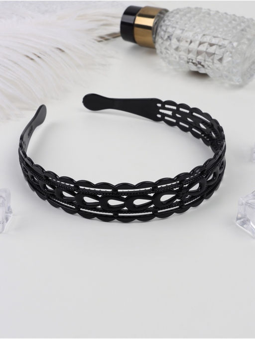 Цена за 12 шт. Ободок для волос «Далида», бантик узоры, 2.2 см, чёрный