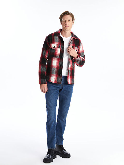 Regular Fit Uzun Kollu Ekose Erkek G?mlek Ceket