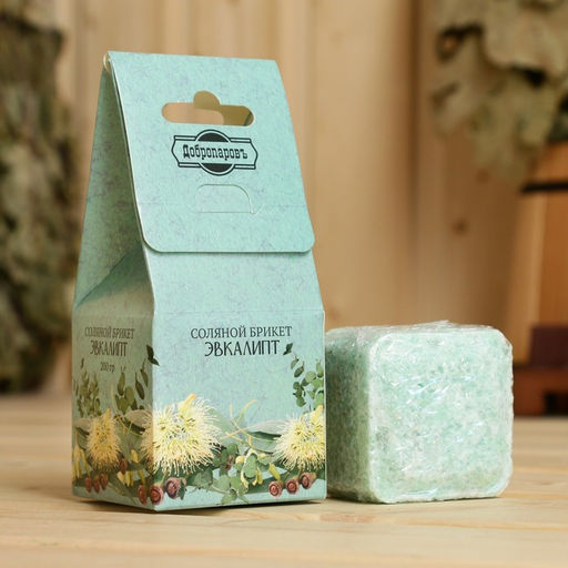 Соляной брикет куб «Эвкалипт» 200 г «Добропаровъ»