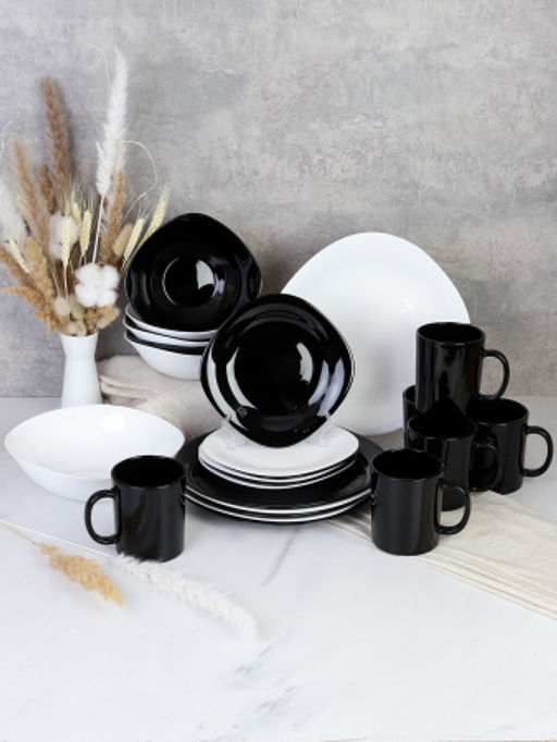Столовый набор 25 предметов квадратный Черно-белый с кружками / NF19GT-11080759/B-MK360 (BLACK&WHITE) /уп 2/ - ГалеонТрейд фото 2