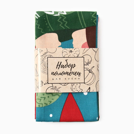 Набор кухонных полотенец Доляна Время теплых объятий, 35х60 см-4шт., 100% хлопок, 160 г/м2  фото 28