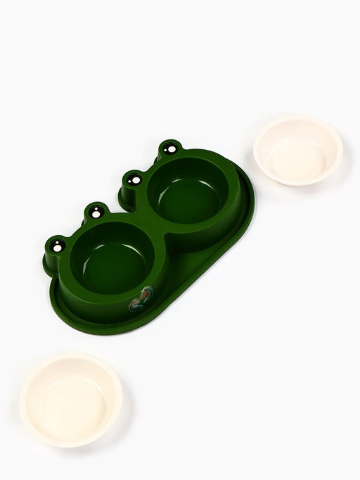 Миска двойная фигурная 29,5 х 14 х 4 см, зелёная