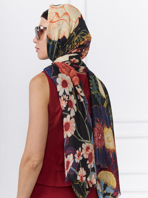 Большой, мягкий, тонкий и очень нежный двусторонний палантин с рисунком. - Tantino фото 12