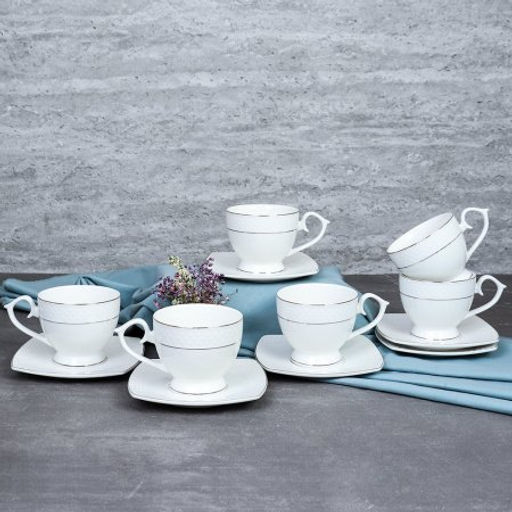 Чайный набор 12 предметов 300 мл на ножке / GA2-12G /уп 8/ костяной фарфор - Галеонтрейд фото 2