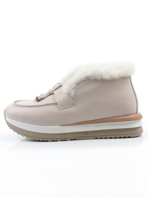 04-5520-6 BEIGE Ботинки зимние женские (натуральная кожа, 100% шерсть)
