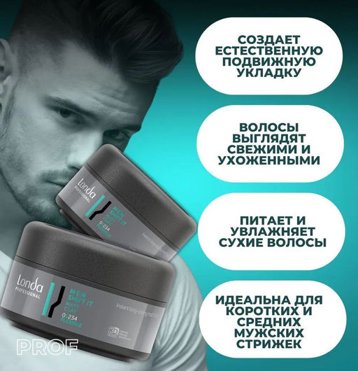 -16% Глина матовая мужская для волос эластичной фиксации SHIFT IT, 75 мл LONDA - Londa professional фото 3