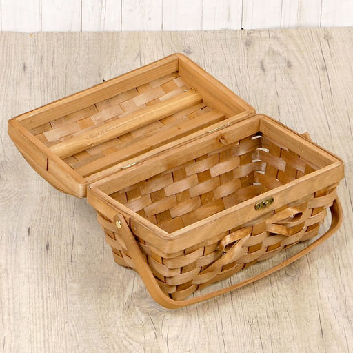 Сундук плетёный для хранения «Корзинка с бантом», 27×16×14.5 см, ручка h=6 см, шпон