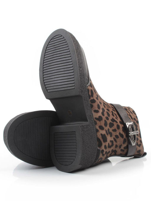 04-HSM705 BLACK/LEOPARD Ботинки зимние женские (натуральная кожа, натуральный мех)