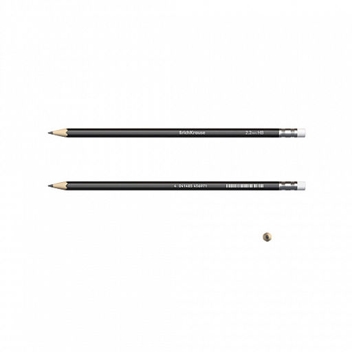 Цена за 12 шт. Чернографитный карандаш ErichKrause Jet Black, шестигранный , с ластиком, HB (в коробке по 12 шт.)  фото 2