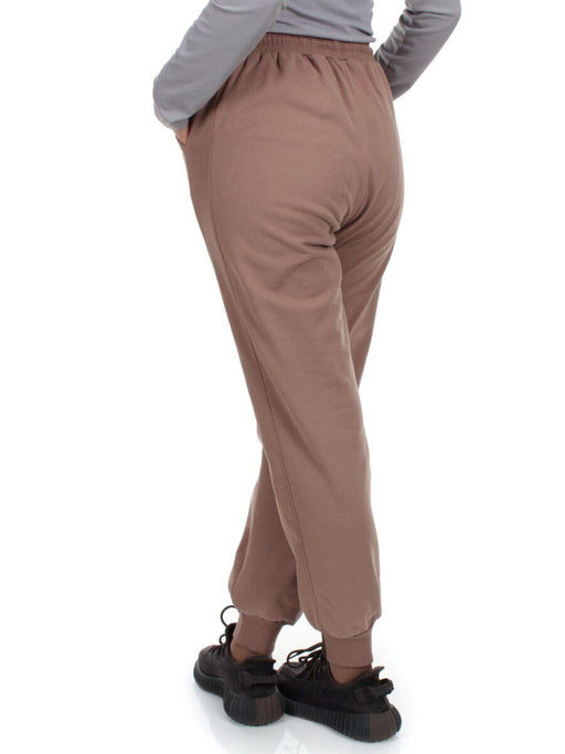 HC-207-1 DK. BEIGE Брюки спортивные женские (95% хлопок, 5% спандекс) - Фабричный китай фото 5