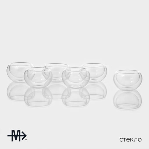 Пиалы с двойными стенками Magistro Сакура, набор 6 шт.: 50 мл, стекло  фото 11