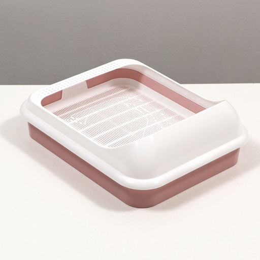 Туалет «Лекси» для кошек, с решёткой и совком 45×36×15 см, розовый