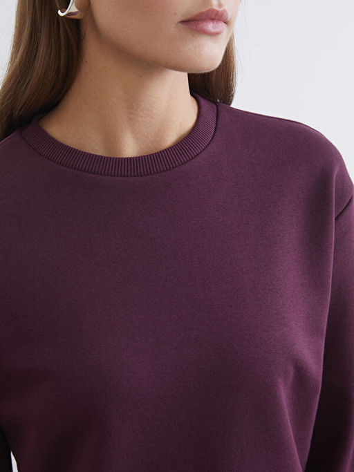 Bisiklet Yaka Kad?n Kal?n Sweatshirt