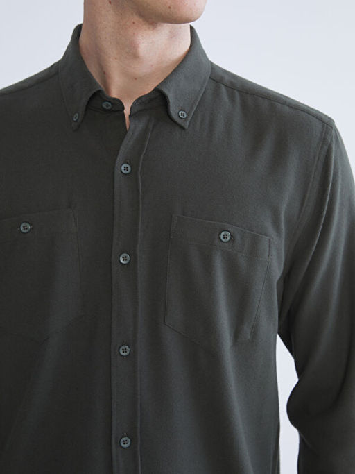 Regular Fit Uzun Kollu Gabardin Erkek G?mlek