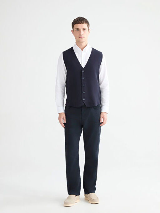 Standart Kal?p V Yaka Erkek Triko Yelek