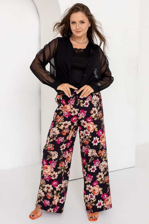 Брюки АБ-013ц цветочная роспись - Angelika фото 6