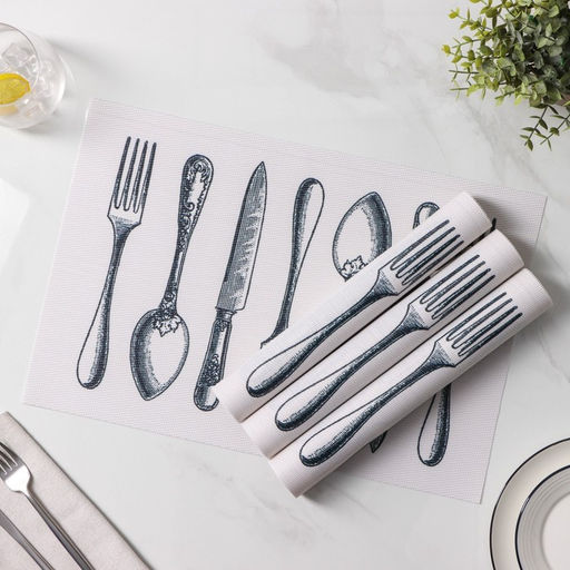 Салфетки сервировочные на стол Доляна «Сервировка», 4 шт., 30×45 см, белые