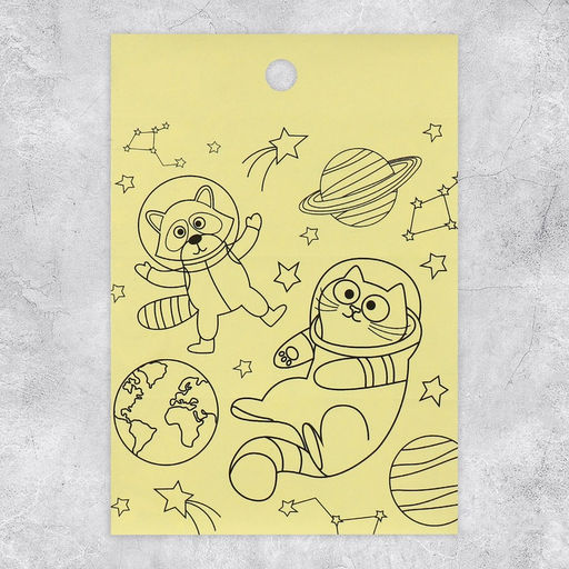 Цена за 10 шт. Наклейки детские «Космические животные», раскраска на обороте, 11×15.5 см