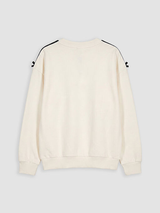 Fiyonklu Bask?l? K?z ?ocuk Sweatshirt