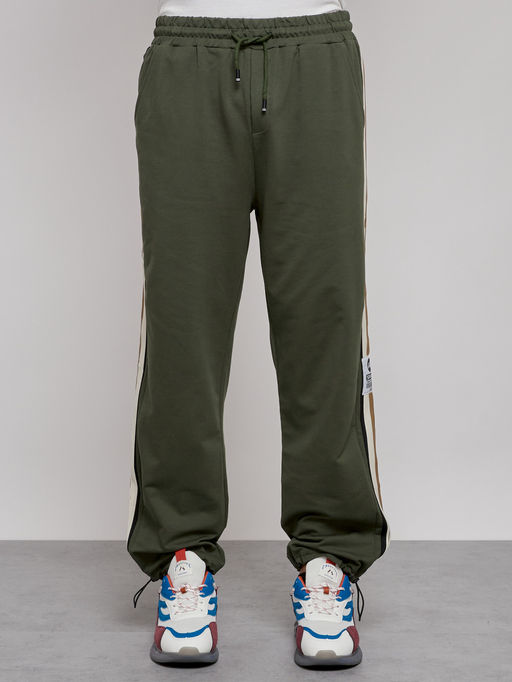 Широкие спортивные штаны трикотажные мужские цвета хаки 12903Kh - Mtforce фото 13