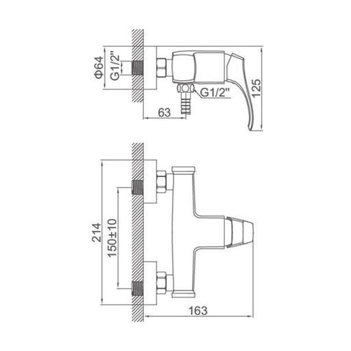 Смеситель для душа Accoona A8065, однорычажный, хром